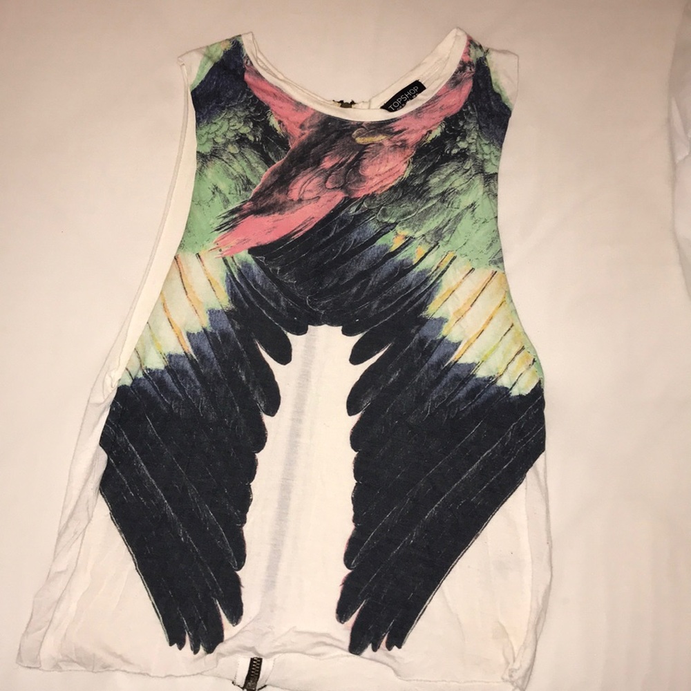 Topshop muscle tank with feather design